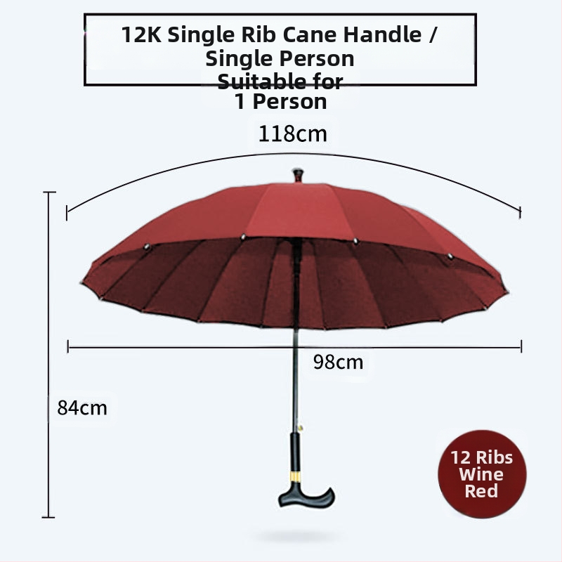 Multifunkcinis kepų skėtis vyresnio amžiaus žmonėms, automatinis atidarymas, 8 skersinės aliuminio rėmas, tvirta medinė rankena, poliesterio 190T gaubtas, UV apsauga UPF > 50