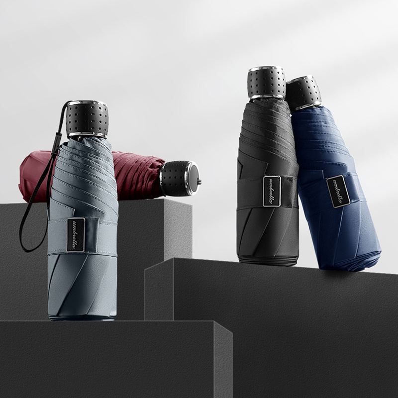 Penkių segmentų vėjo atsparus skėtis, aliuminio rėmas su 8 skersiniais, rankinis atidarymas, logotipo spausdinimas, pritaikymas