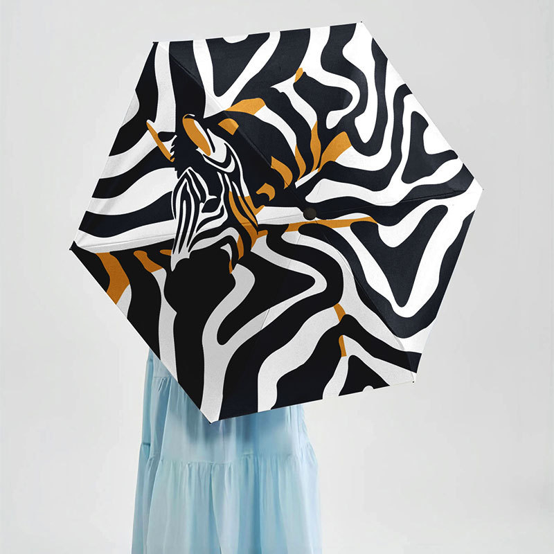 Piecu daļu lietussargs, 190T audums, UPF50+ UV aizsardzība, 6 ribas, dzelzs kāts, plastmasas rokturis, manuāla atvēršana