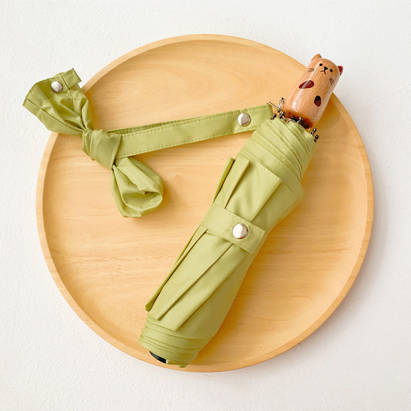 Porinis skėtis su katės ir Shiba Inu motyvu, plastikinė rankenėlė, 8 skersiniai, 210T audinys, UV apsauga UPF50+, vėjui atsparus, trijų dalių, rankinis atidarymas