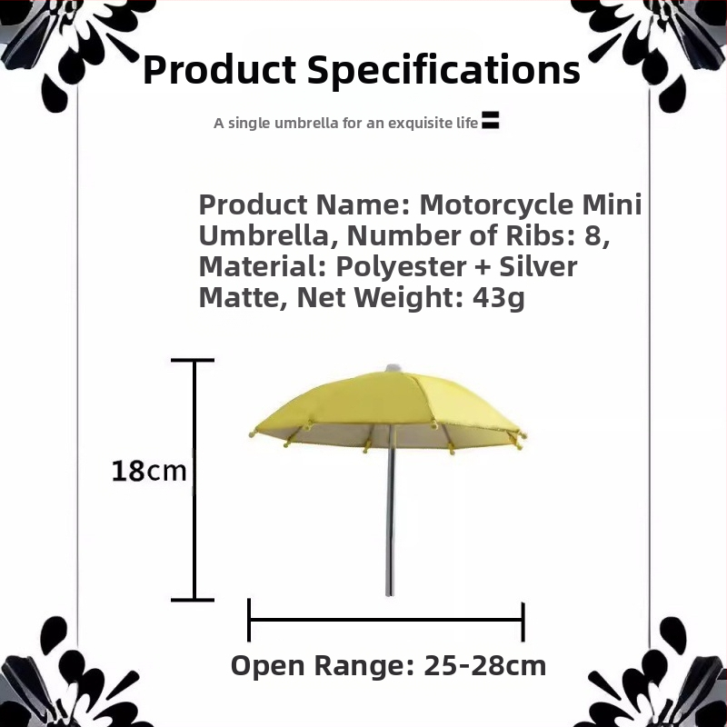 Без дръжка мини чадър за слънчева защита, 8 железни ребра, платно от полиестер 210T, UPF > 50