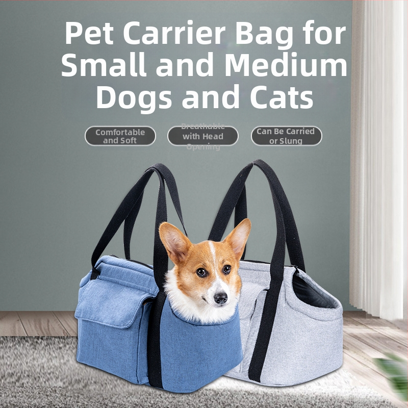 Чанта за пътуване на домашни любимци за котки и кучета, подходяща за всички сезони, двуслойна, преносима и сгъваема, ленена