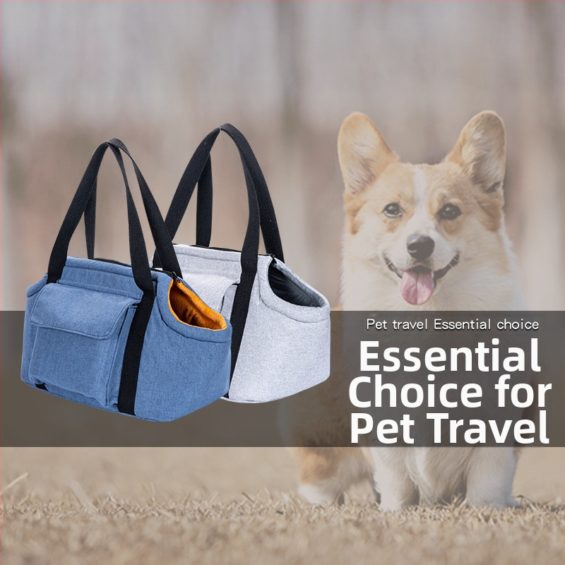 Чанта за пътуване на домашни любимци за котки и кучета, подходяща за всички сезони, двуслойна, преносима и сгъваема, ленена