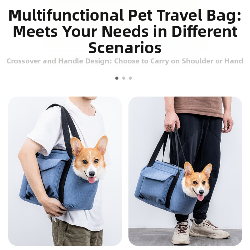 Чанта за пътуване на домашни любимци за котки и кучета, подходяща за всички сезони, двуслойна, преносима и сгъваема, ленена