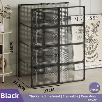 Διάφανο αναδιπλούμενο κουτί παπουτσιών με διπλό σχεδιασμό και καπάκι αναδιπλούμενο (PP πλαστικό, 12 L, ανθεκτικό στη σκόνη)