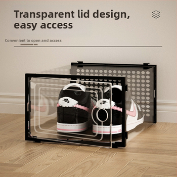 Διάφανο αναδιπλούμενο κουτί παπουτσιών με διπλό σχεδιασμό και καπάκι αναδιπλούμενο (PP πλαστικό, 12 L, ανθεκτικό στη σκόνη)