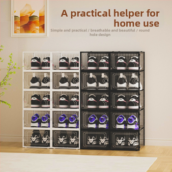 Διάφανο αναδιπλούμενο κουτί παπουτσιών με διπλό σχεδιασμό και καπάκι αναδιπλούμενο (PP πλαστικό, 12 L, ανθεκτικό στη σκόνη)