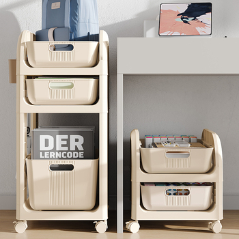 Κινούμενη κάτω από το γραφείο 3-επίπεδη μονάδα αποθήκευσης με ρόδες — περιστρεφόμενη, ανθεκτική στη σκόνη, πλαστική