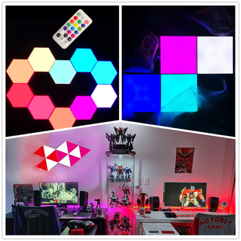 Τοίχικό φωτιστικό με σχέδιο κυψέλης, αλλαγή χρωμάτων, αφής και τηλεχειριστήριο — LED φως, πλαστικό σκίαστρο, ακρυλικό σώμα, 5V, ROHS πιστοποιημένο