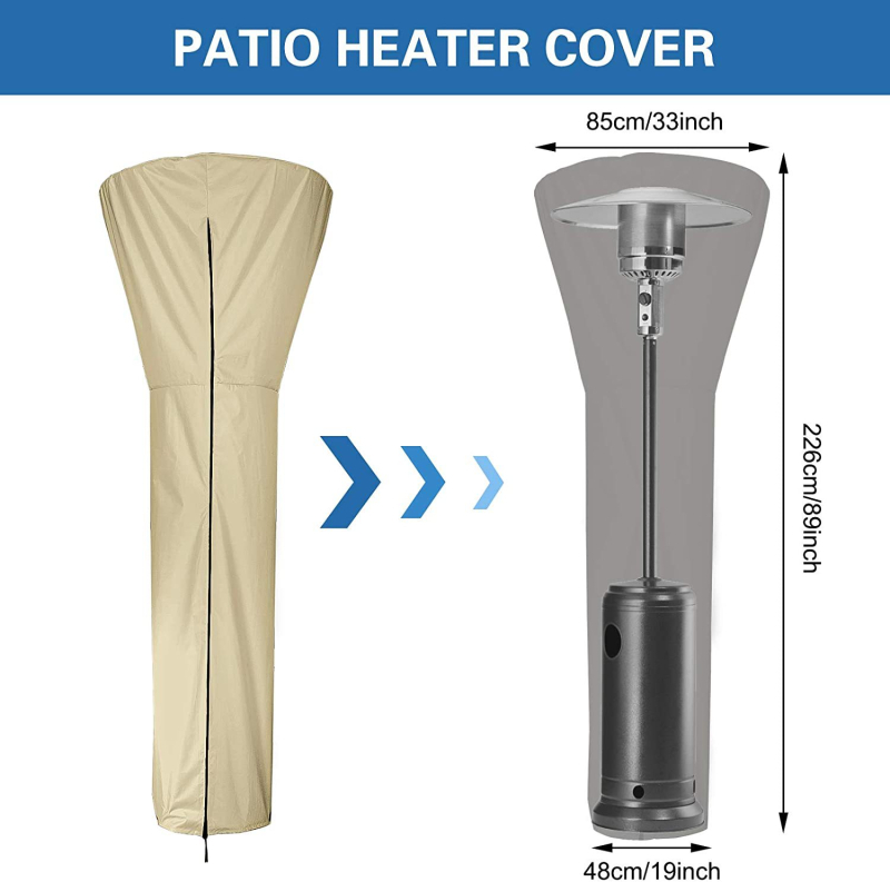 Acoperire pentru încălzitorul de umbrelă de grădină, personalizare disponibilă (țesătură 210D Oxford; 100% poliester; protecție UV; protecție împotriva prafului; impermeabil)