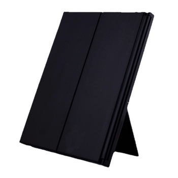 LED осветено тристранно огледало за грим с настолна стойка, ABS рамка и алуминиева леща