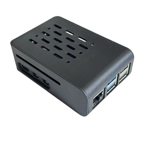 Кейс за Raspberry Pi 5 с разсейваща топлината обвивка и вграден охладителен вентилатор (пето поколение)