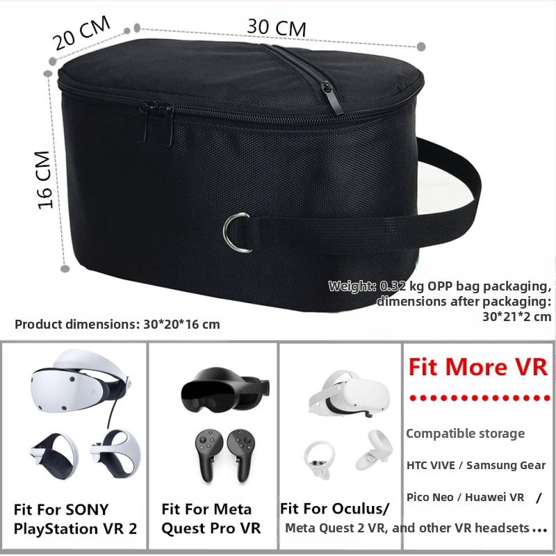 VR чанта за съхранение на Apple Vision Pro очила, 1680D Oxford платно, съвместима с PSVR2, Meta Quest 2 и Quest Pro, тегло 0,32 кг