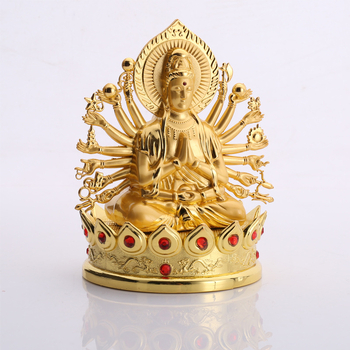 Automobilio Buda dekoras: Guanyin su tūkstančiais rankų, Maitreya ir Tathagata ant lotoso pagrindo; cinko lydinys; kinų tradicinis stilius; dekoratyvinė statulėlė; pritaikoma