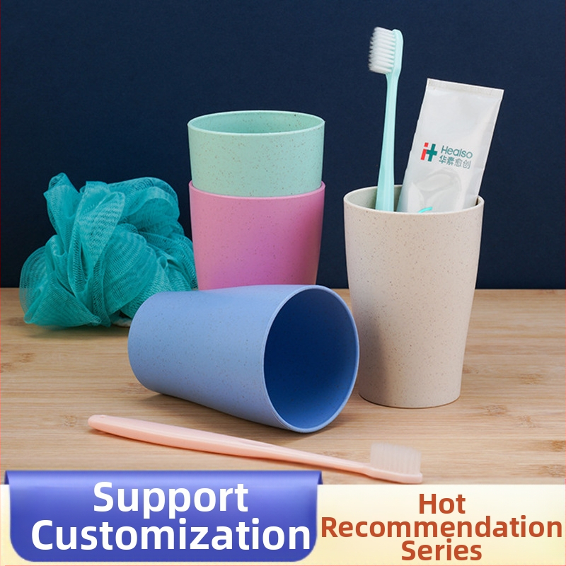 Dantų šepetėlio puodelis iš kviečių šiaudų, logotipo spauda, pritaikomas, Fugue Industry prekinis ženklas