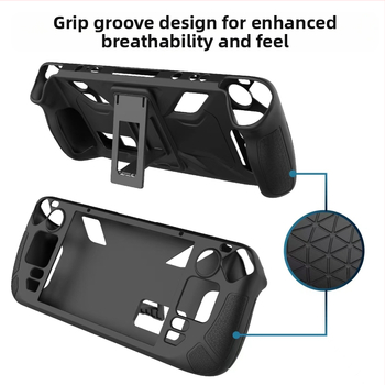 PGTECH силиконов калъф за Steam Deck със стойка; материал: силикон; съвместим модел: Steam Deck; тегло: 181 g