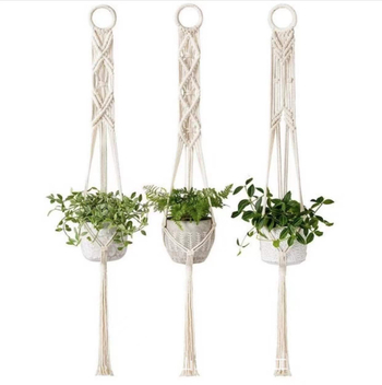 Κρεμαστή γλάστρα από βαμβακερό σχοινί — τοίχος-εγκατάσταση, τύπος κάδου-δίσκου