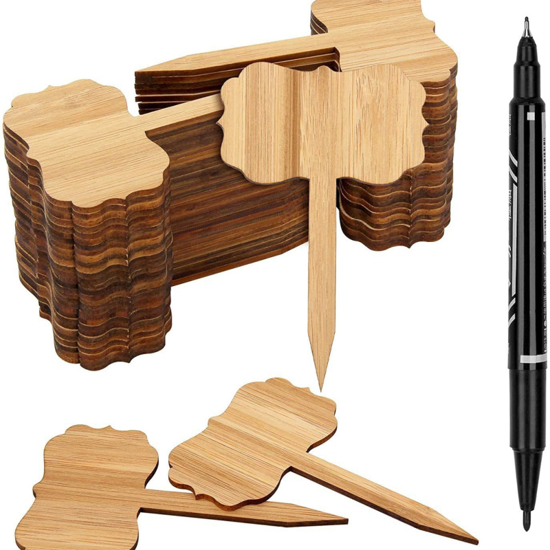 10 Etichete din lemn pentru plante (Boxwood) – design modern minimalist pentru grădină