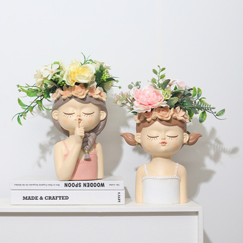 Γλάστρα από ρητίνη σε cartoon στυλ με νεράιδα, κατάλληλη για γραφείο ή δάπεδο, ανθεκτική στη διάβρωση και δεν παραμορφώνεται