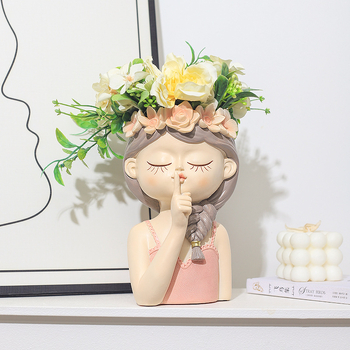 Γλάστρα από ρητίνη σε cartoon στυλ με νεράιδα, κατάλληλη για γραφείο ή δάπεδο, ανθεκτική στη διάβρωση και δεν παραμορφώνεται