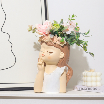 Γλάστρα από ρητίνη σε cartoon στυλ με νεράιδα, κατάλληλη για γραφείο ή δάπεδο, ανθεκτική στη διάβρωση και δεν παραμορφώνεται