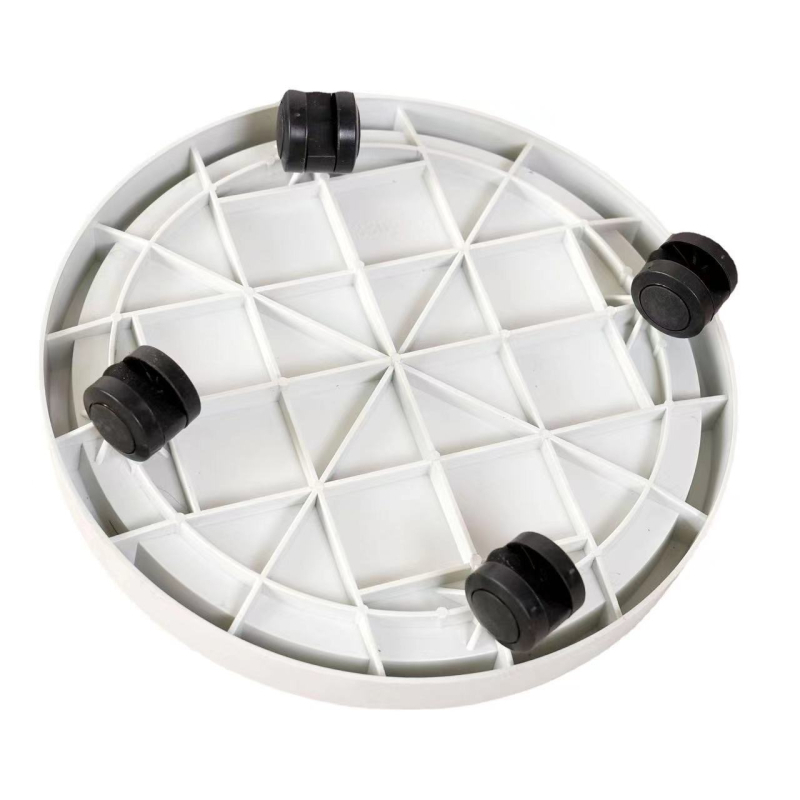 Gėlių vazonėlių padėklas su ratukais ir drenažu, judantys universalieji ratukai, plastinė bazė, išlieta injekciniu formavimu • Medžiaga: Plastikas • Gamybos technologija: Injekcinis formavimas • Ekspotas tarpvalstybinių rinkų: Taip • Importas: Ne