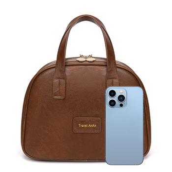 Τσαντάκι μακιγιάζ - vintage δέρμα oil-wax, εσωτερικό PU, αδιάβροχο, διευρύσιμο για ταξίδια (PU επένδυση; αδιάβροχο; διευρύσιμο)