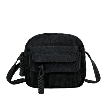 Τσαντάκι crossbody σε κυκλικό σχήμα από Corduroy – φερμουάρ, θήκη για κινητό