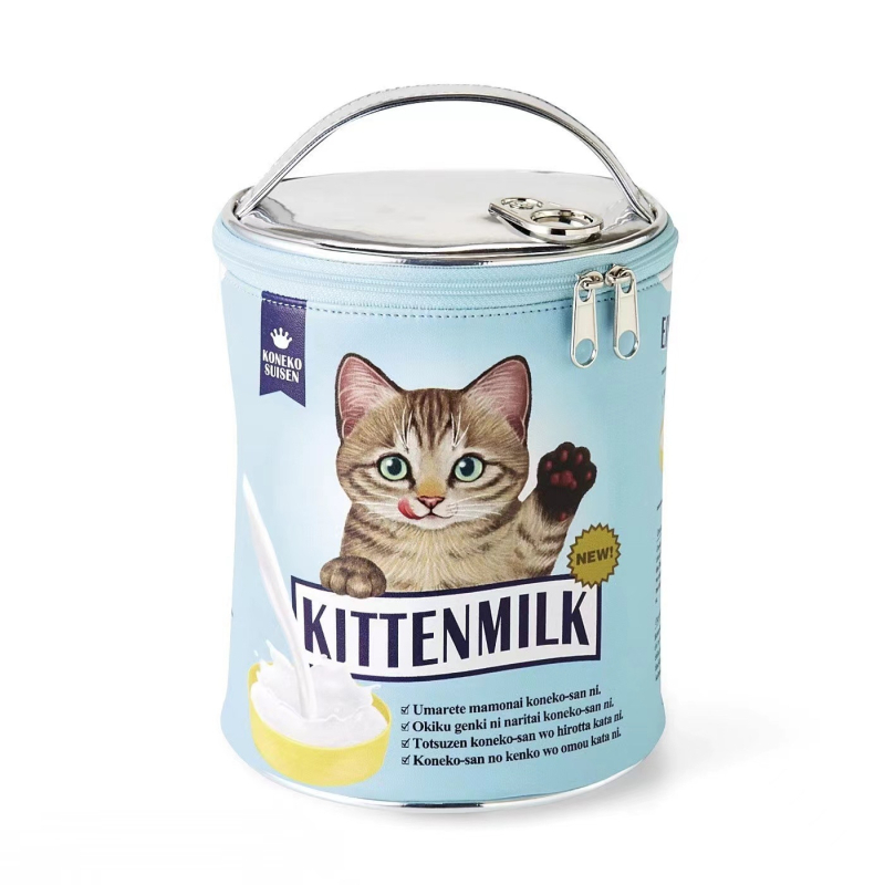 Posetă cosmetică din PU, organizator multifuncțional, design pisică, potrivită pentru cosmetice, rechizite și alte obiecte mici