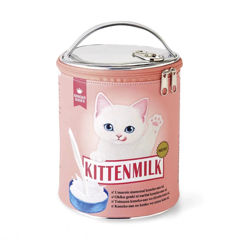 Posetă cosmetică din PU, organizator multifuncțional, design pisică, potrivită pentru cosmetice, rechizite și alte obiecte mici