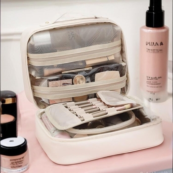 PU козметическа чанта, водоустойчива, разделение мокро‑сухо, отделимо отделение, много лека, износоустойчива, за ежедневна употреба