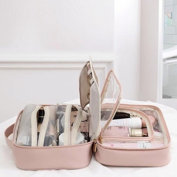 PU козметическа чанта, водоустойчива, разделение мокро‑сухо, отделимо отделение, много лека, износоустойчива, за ежедневна употреба