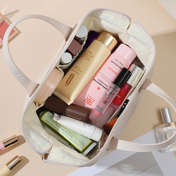 Zhe Yan Γαλλική τσάντα μακιγιάζ με κυβική μορφή από PU, πολυλειτουργική για ταξίδια