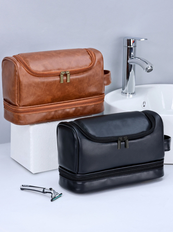 Meeste topeltkihiline kosmeetika kotis reisiks kilbiga, PU materjal veekindel