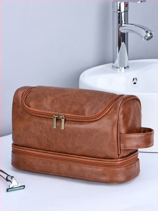 Meeste topeltkihiline kosmeetika kotis reisiks kilbiga, PU materjal veekindel