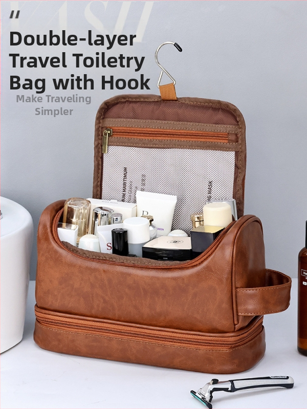 Meeste topeltkihiline kosmeetika kotis reisiks kilbiga, PU materjal veekindel