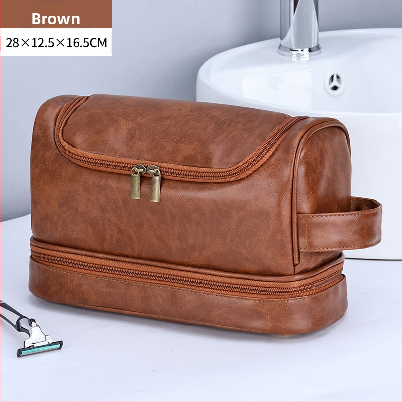 Meeste topeltkihiline kosmeetika kotis reisiks kilbiga, PU materjal veekindel