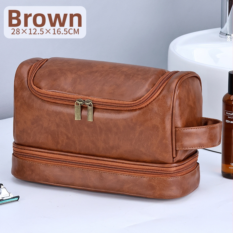 Meeste topeltkihiline kosmeetika kotis reisiks kilbiga, PU materjal veekindel