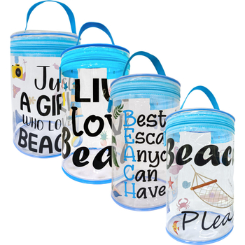 TMXK Geantă cosmetică cilindrică din PVC – multifuncțională, pentru plajă și călătorii