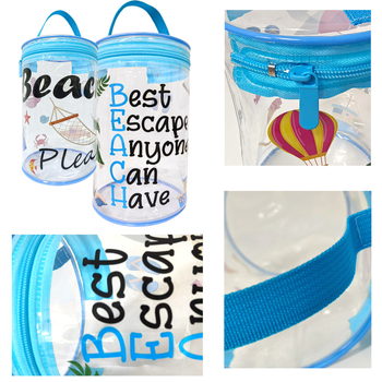 TMXK κυλινδρική PVC τσάντα καλλυντικών - πολλαπλών χρήσεων, για παραλία και ταξίδια