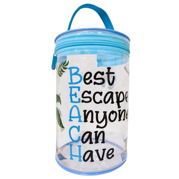 TMXK κυλινδρική PVC τσάντα καλλυντικών - πολλαπλών χρήσεων, για παραλία και ταξίδια