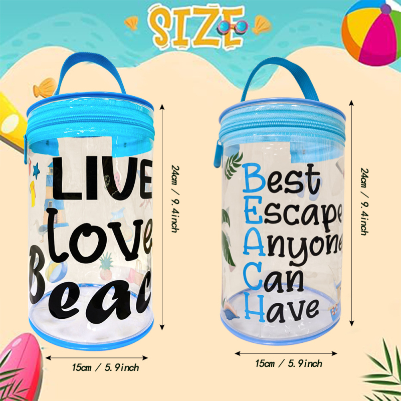 TMXK Geantă cosmetică cilindrică din PVC – multifuncțională, pentru plajă și călătorii