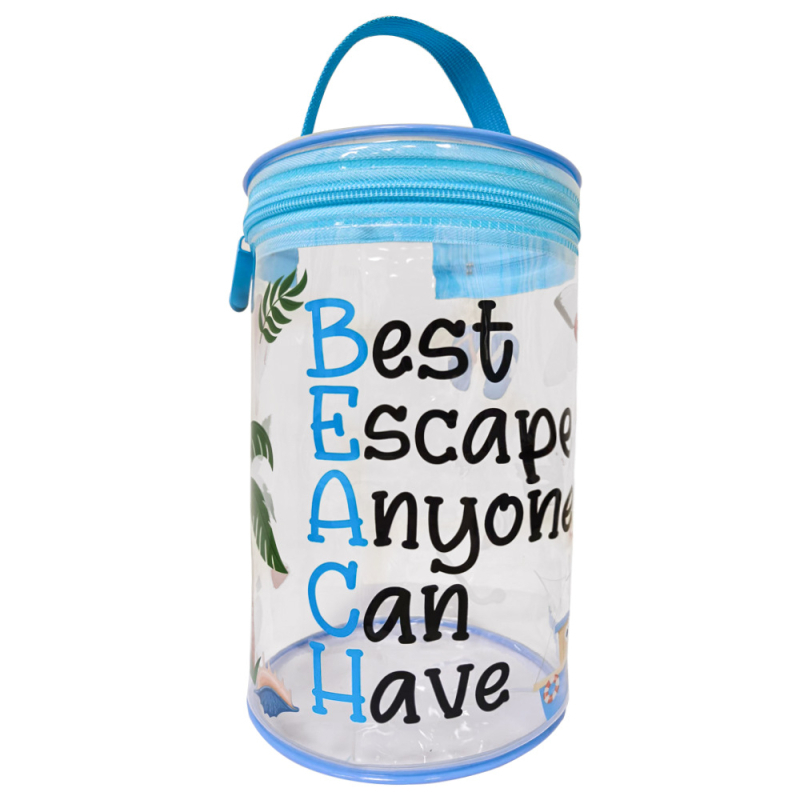 TMXK Geantă cosmetică cilindrică din PVC – multifuncțională, pentru plajă și călătorii