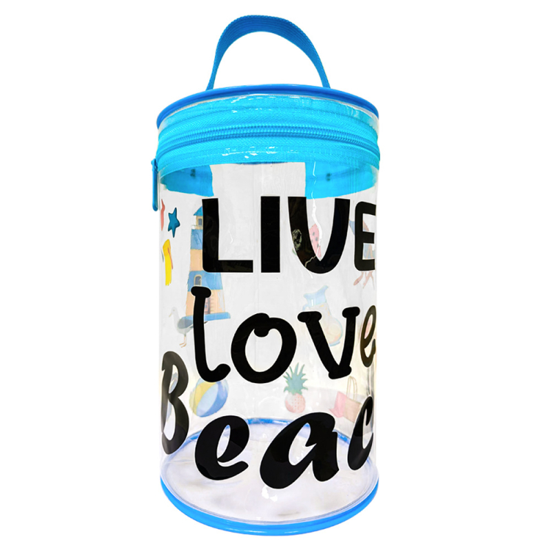 TMXK Geantă cosmetică cilindrică din PVC – multifuncțională, pentru plajă și călătorii