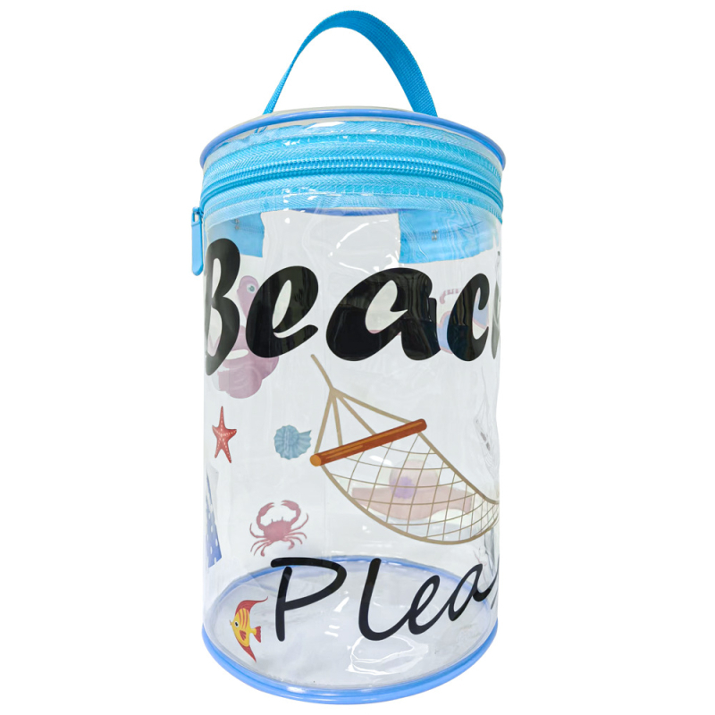 TMXK Geantă cosmetică cilindrică din PVC – multifuncțională, pentru plajă și călătorii