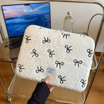 Pliušinis nešiojamojo kompiuterio dėklas su geometriniu raštu, kvėpuojantis dizainas, minkšta įdaila, unisex