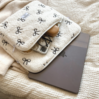 Pliušinis nešiojamojo kompiuterio dėklas su geometriniu raštu, kvėpuojantis dizainas, minkšta įdaila, unisex