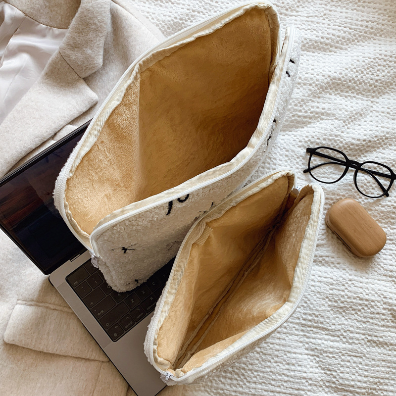 Pliušinis nešiojamojo kompiuterio dėklas su geometriniu raštu, kvėpuojantis dizainas, minkšta įdaila, unisex