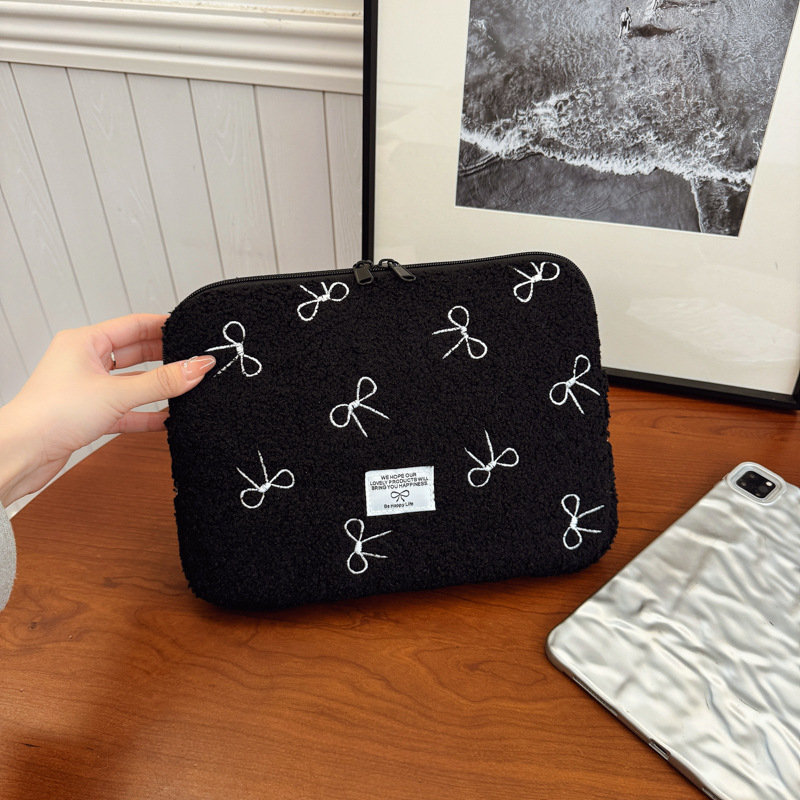 Pliušinis nešiojamojo kompiuterio dėklas su geometriniu raštu, kvėpuojantis dizainas, minkšta įdaila, unisex