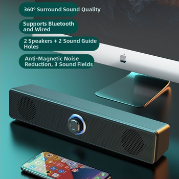 Настолни Bluetooth колонки за компютър, USB вход, 2.0 стерео, 6W мощност, 5V захранване